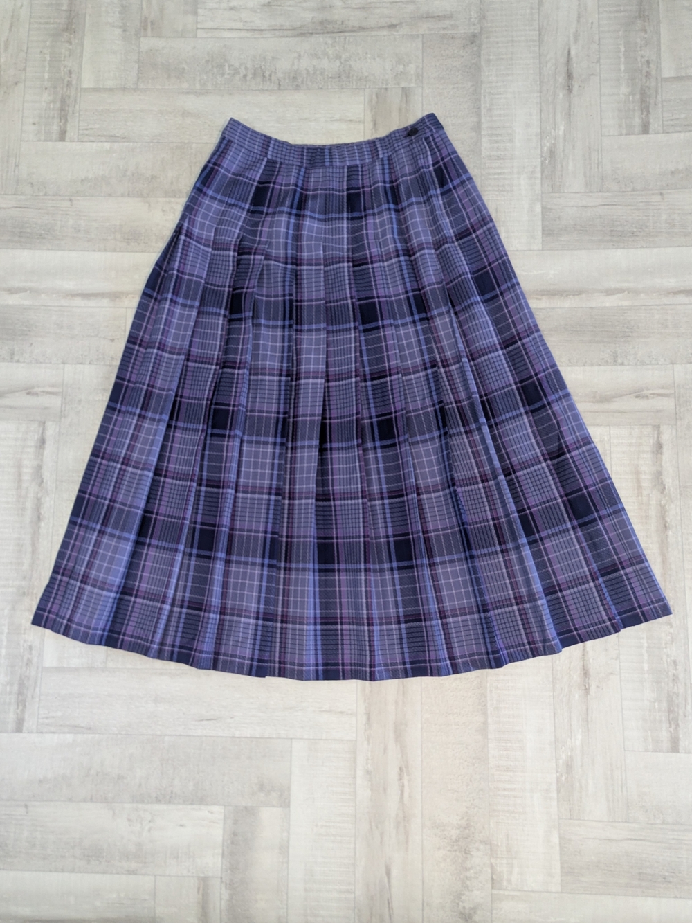 Vintage Pendleton Womens 12 Wool Purple Plaid Pleated Midi Skirt Grunge Academia